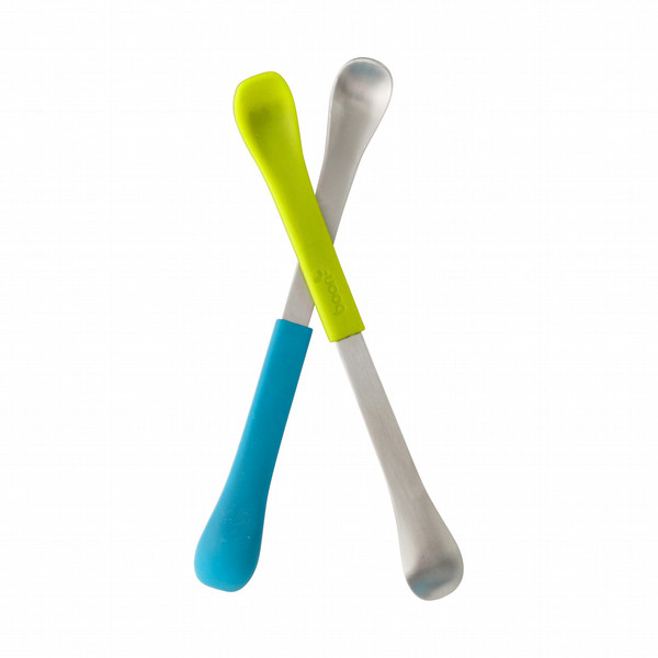 Boon SWAP Toddler cutlery set Blau, Grün, Grau Silikon, Edelstahl