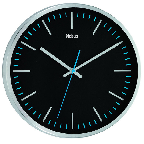 Mebus 52327 Quartz wall clock Круг Черный, Cеребряный настенные часы