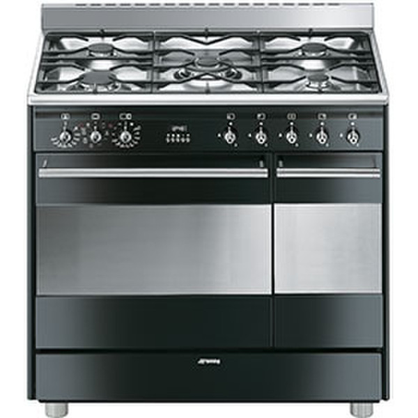 Smeg SCB92MN8 Freistehend Gas hob A Schwarz, Edelstahl Küchenherd