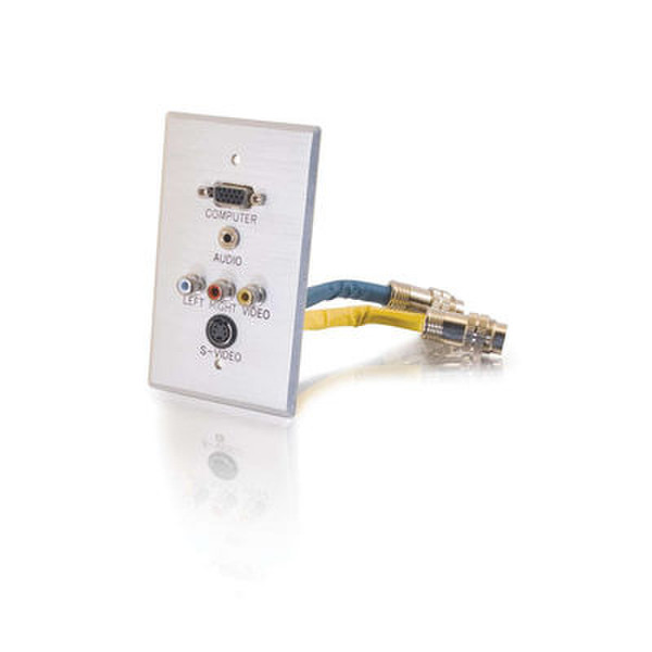 C2G RapidRun™ Single Gang Integrated Wall Plate HD15 + 3.5mm + S-Video + RCA Silver wire connector