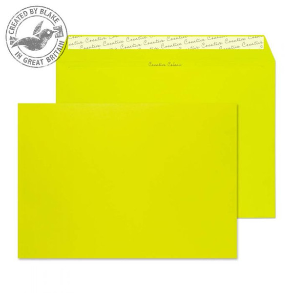 Blake Creative Colour Wallet Peel and Seal Acid Green C4 229×324mm 120gsm (Pack 10)