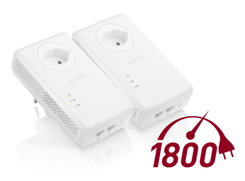 ZyXEL PLA5456 Starter Kit 1800Mbit/s Eingebauter Ethernet-Anschluss Weiß 2Stück(e) PowerLine Netzwerkadapter