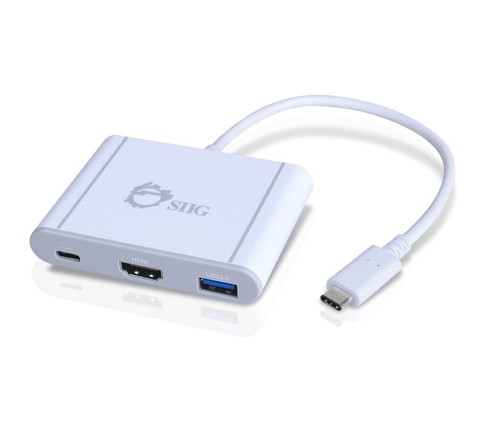 Siig USB 3.1 MULTI-TASK HDMI ADAPTER TYPE-C USB 3.0 (3.1 Gen 1) Type-C 5000Mbit/s White interface hub