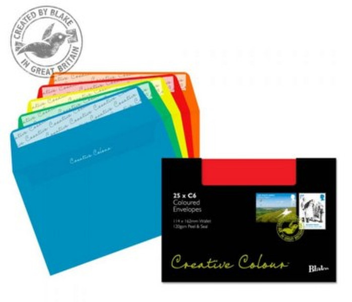 Blake Creative Colour Wallet Peel and Seal Assorted Colours C6 114x162mm 120gsm (Pack 25) envelope