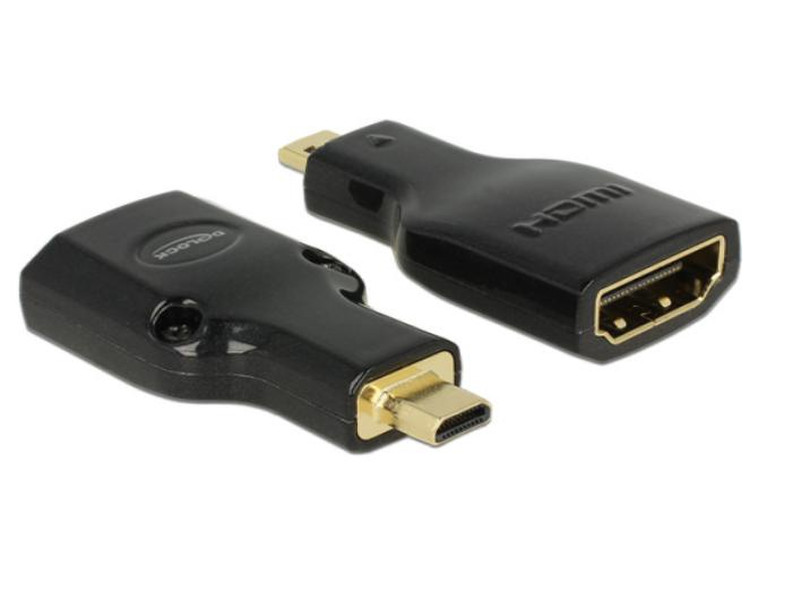 DeLOCK HDMI Micro-D/HDMI-A, M/F, 4K Micro-HDMI HDMI Black video cable adapter