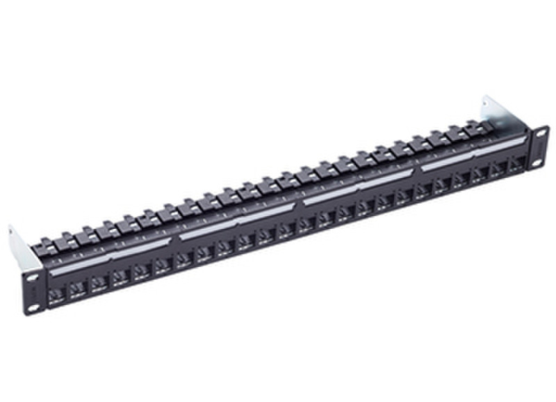 R&M 19" 1U PC Patch Panel 24-Port/s, Cat. 6A, black, empty patch panel