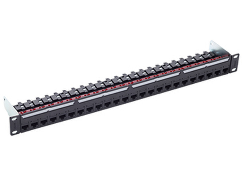 R&M 19" 1U PC Patch Panel 24xRJ45/u, Cat.6A EL, black, fully populated patch panel