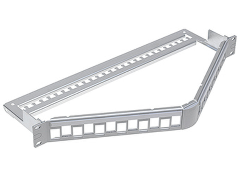 R&M 19" 1U Angled Patch Panel 24-Port, Snap-in, gray, empty patch panel