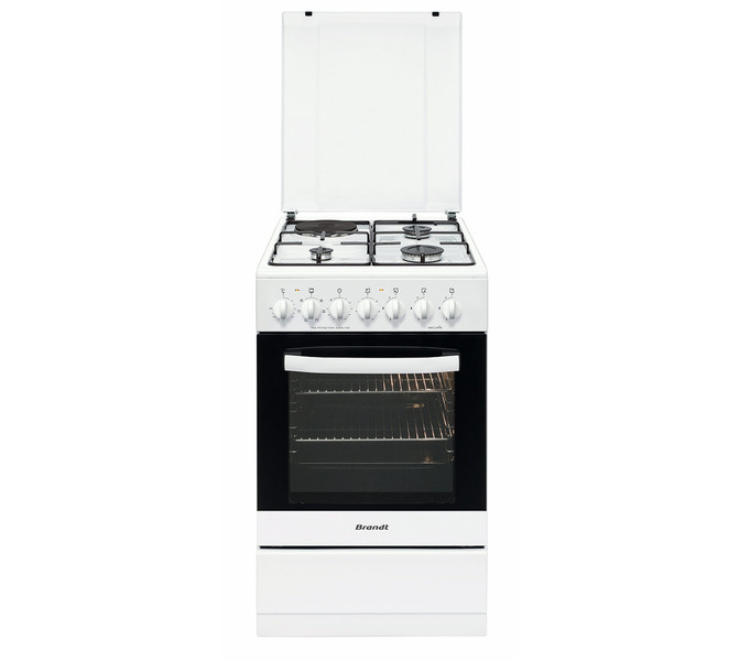 Brandt KM1555W Freestanding Combi hob A Black,White cooker