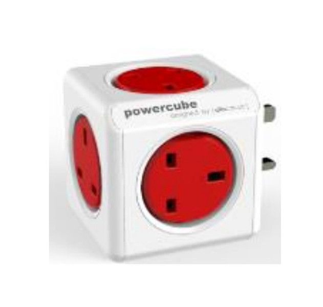 Allocacoc PowerCube Original Rot, Weiß Netzstecker-Adapter