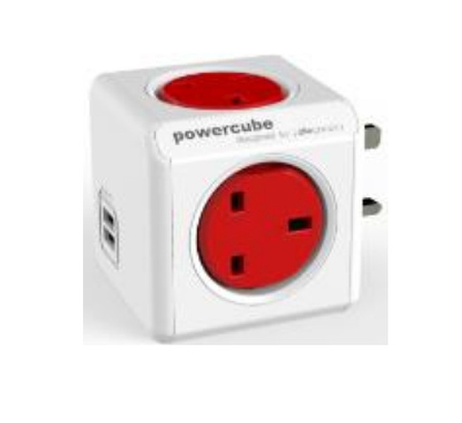 Allocacoc 7200RD/UKOUPC Red,White power plug adapter