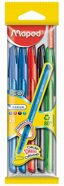 Maped 224405 Stick ballpoint pen Черный, Синий, Зеленый, Красный 5шт шариковая ручка