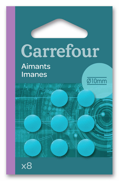 Carrefour 3270192697075 ABS synthetics Blue 8pc(s) fridge magnet