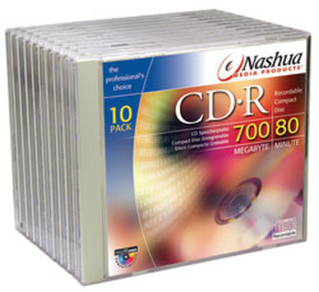 Nashua 10-pack CD-R, jewelcase 80min./700MB, 52x CD-R 700МБ 10шт
