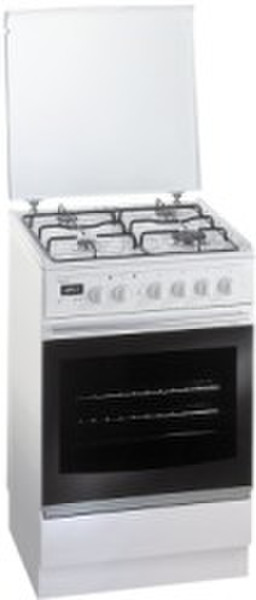 Pelgrim PF 34RVS Keramische fornuis, 55 cm breed Freestanding Gas hob White