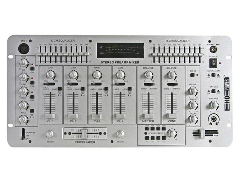 HQ Power PROMIX400SF2 4channels 20 - 20000Hz Silver audio mixer