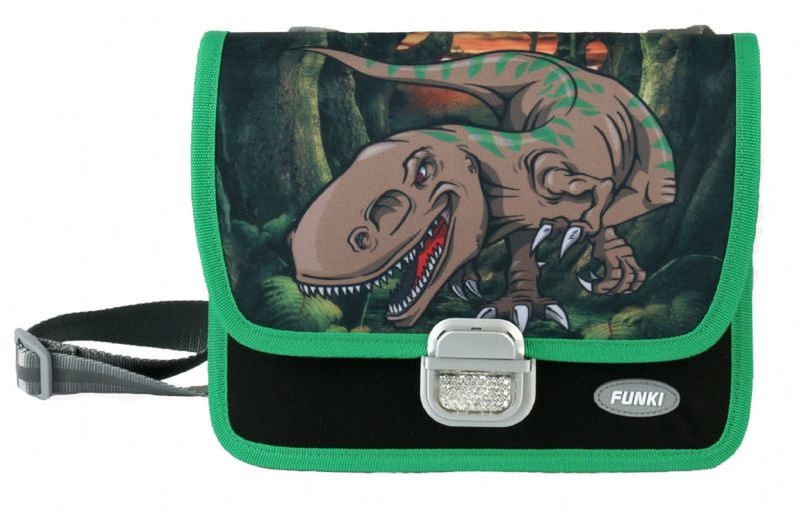Funki T-Rex Boy School messenger Fabric,Metal Black,Green