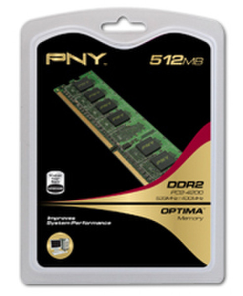 PNY 512MB PC2-4200 533MHz DDR2 Desktop DIMM 0.5GB DDR2 533MHz memory module