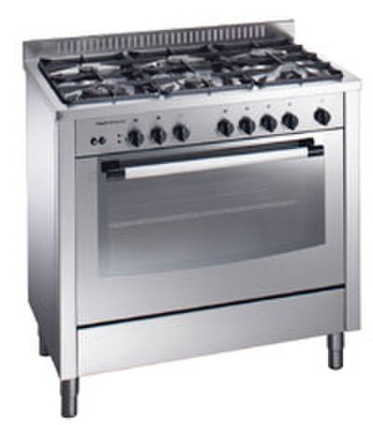 Pelgrim PF 900 RVS Gas-elektro fornuis met 6 branders, 90 cm breed Freestanding Gas hob Silver