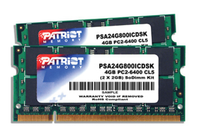 Patriot Memory 4GB DDR2 PC2-6400 ICD SODIMM Kit 4GB DDR2 800MHz memory module