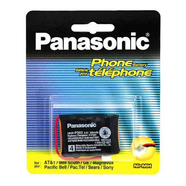 Panasonic HHR-P303A Nickel-Metal Hydride (NiMH) 350mAh rechargeable battery