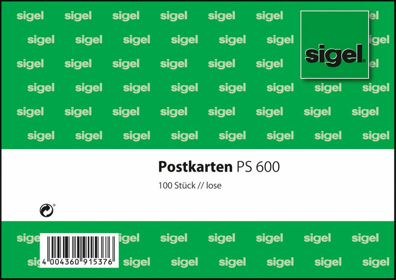 Sigel PS600 Зеленый, Белый 100шт учетная карточка