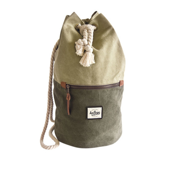 Kollegg Sailorbag Green Cotton,Leather,Polyester Green,Khaki duffel bag