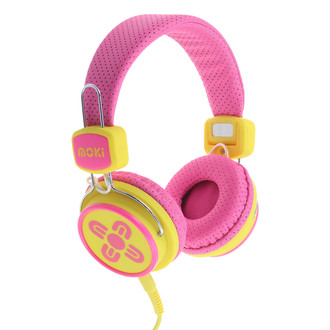Moki Kid Safe Volume Limited Supraaural Head-band Pink,Yellow