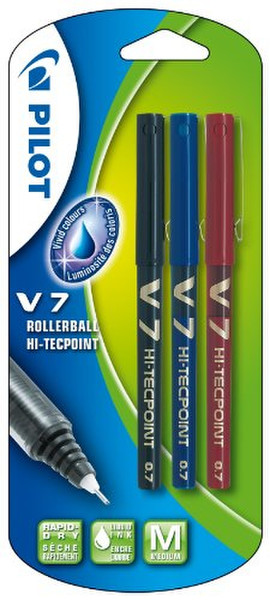 Pilot Hi-Tecpoint V7 Capped gel pen Черный, Синий, Красный 3шт