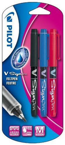 Pilot V-Sign Capped gel pen Черный, Синий, Красный 3шт