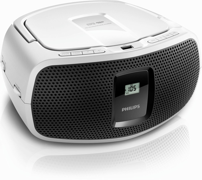 Philips AZ390W/94 1Вт Черный, Белый домашний музыкальный центр