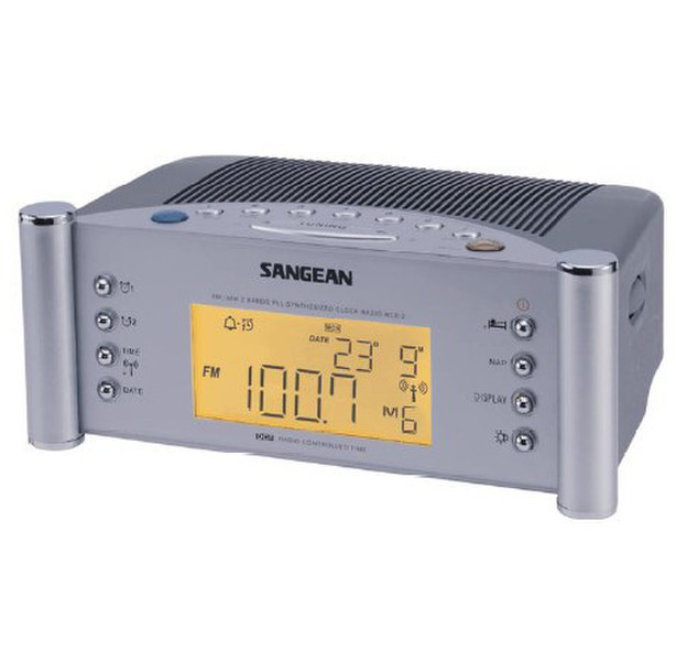 Sangean Clock Radio RCR-2 Uhr Silber Radio