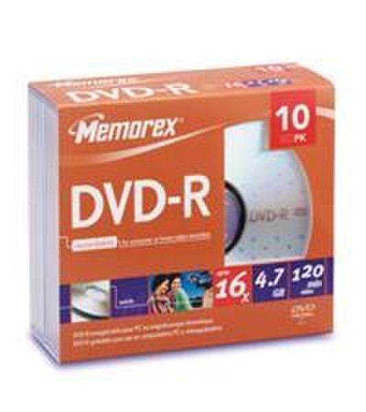 Memorex 16x DVD-R 4.7GB 10 Pack 4.7GB DVD-R 10Stück(e)