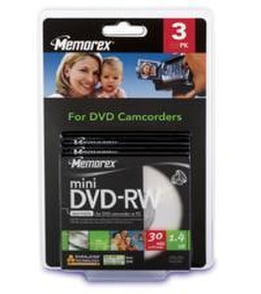 Memorex mini DVD-RW 3 Pack Blister 1.4GB DVD-RW 3pc(s)