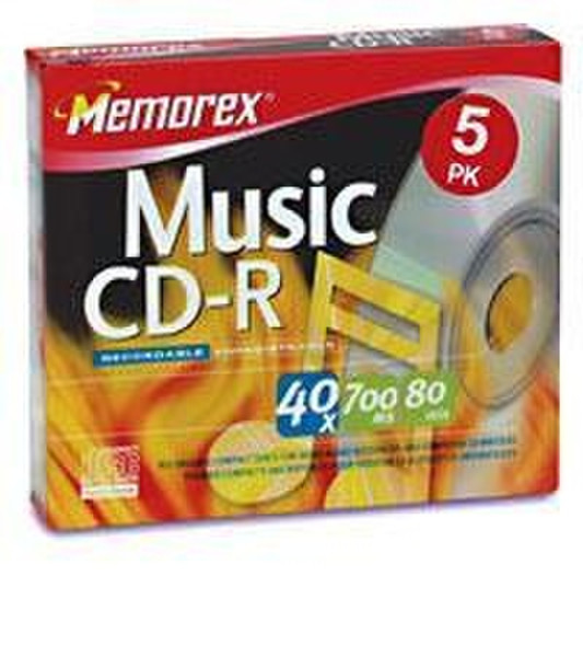 Memorex Music CD-R 80 With Slimline Jewel Case 5 Pack CD-R 700МБ 5шт