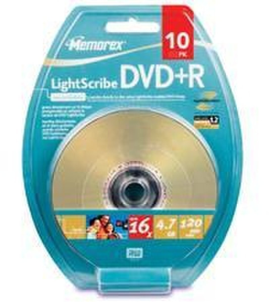 Memorex DVD+R LightScribe 10 Pack Blister 4.7GB DVD+R 10Stück(e)