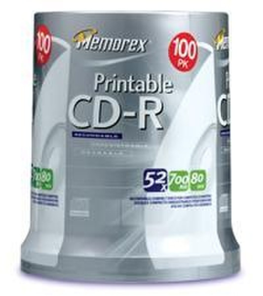 Memorex Ink Jet Printable Surface CD-R 100 Pack Spindle CD-R 700MB 100Stück(e)
