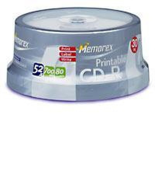 Memorex Ink Jet Printable Surface CD-R 30 Pack Spindle CD-R 700MB 3Stück(e)