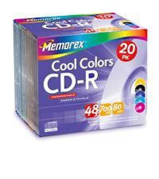 Memorex Cool Color CD-R 80 Slimline Jewel Case 20 Pack CD-R 700MB 20pc(s)