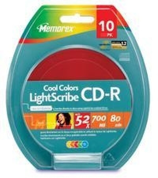 Memorex Cool Colors LightScribe CD-R 10 Pack Blister CD-R 700МБ 10шт