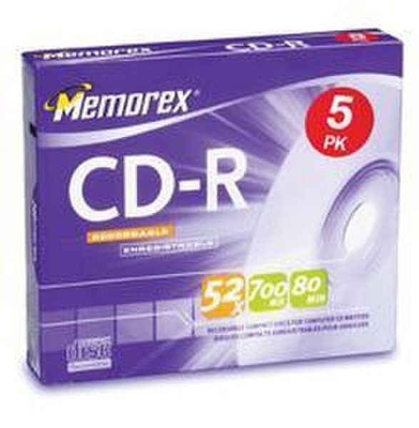 Memorex CD-R 80 Slimline Jewel Case 5 Pack CD-R 700MB 5pc(s)