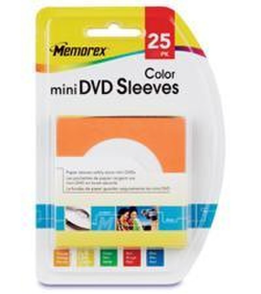Memorex mini DVD Sleeves Color, 25 Pack Multicolour