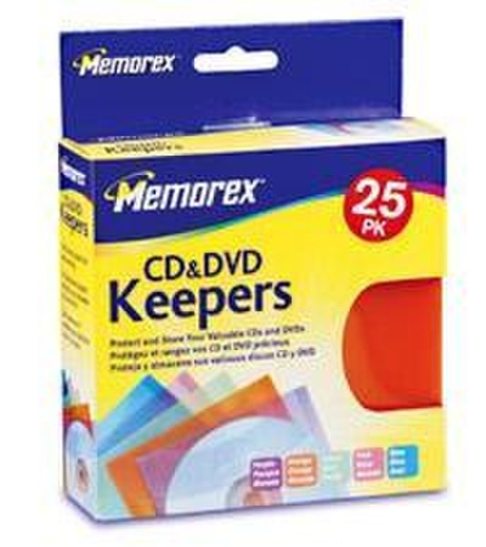 Memorex CD/DVD Keepers Assorted Colors, 25 Pk Multicolour