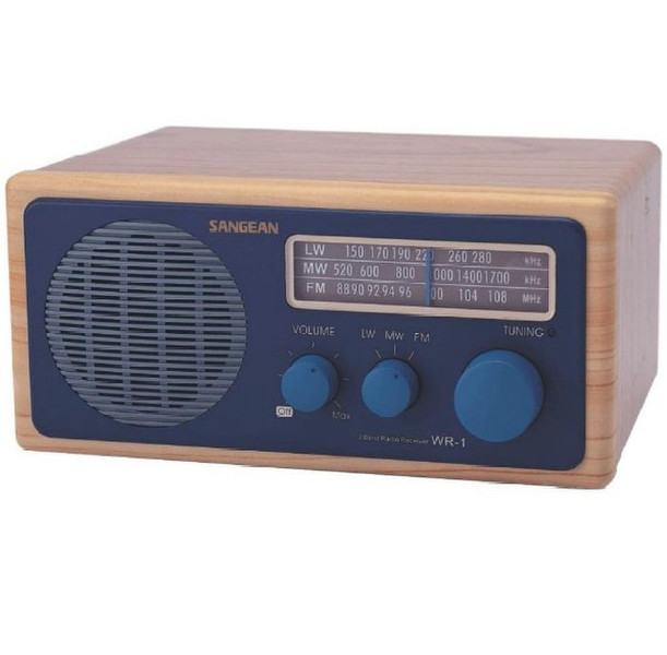 Sangean WR-1 Analogue Radio, Blue Портативный Аналоговый радиоприемник