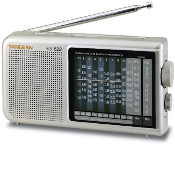 Sangean Analog World Receiver SG-622 Аналоговый Cеребряный радиоприемник