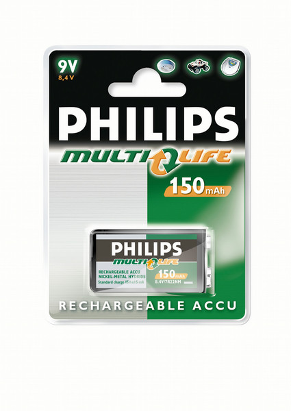 Philips 150mAh 9V Multilife rechargeable battery Nickel-Metal Hydride (NiMH) 150mAh 9V rechargeable battery