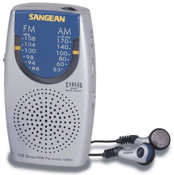 Sangean SR-3 Pocket Radio Personal Digital Silver