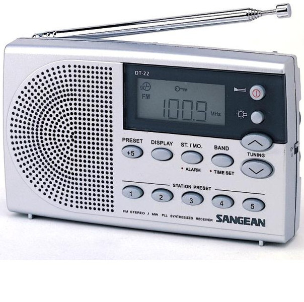 Sangean DT-22 Portable Radio Портативный Цифровой Cеребряный радиоприемник