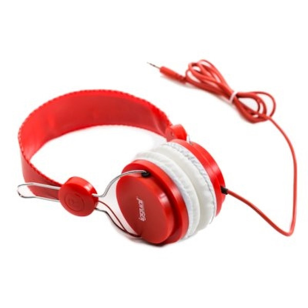 iggual PSI08998 ohrumschließend Kopfband Rot, Weiß Kopfhörer