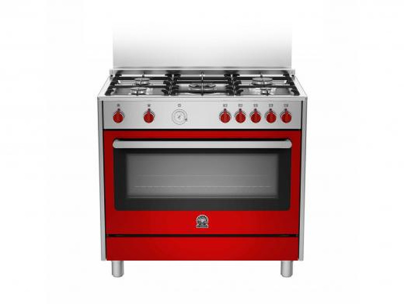 Bertazzoni La Germania RIS9 5L 61 C XR Отдельностоящий Gas hob A Красный, Нержавеющая сталь